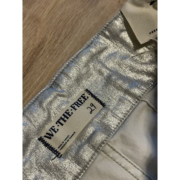 Free People NWT We The Free Jayde Flare Jeans High Rise Metallic Long Legs 29 - Picture 10 of 13